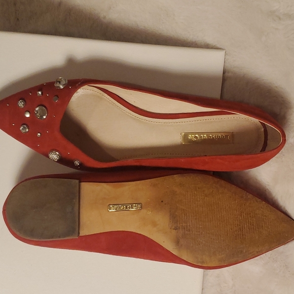 7.5 RED "RUBY" FLATS ! SUEDE FINISH. LEATHER INSOLE. - Picture 4 of 4